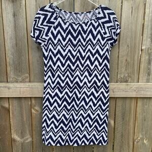 Lilly Pulitzer Dress‎ Chevron Palmer T-Shirt Get Your Chev On Boatneck Small